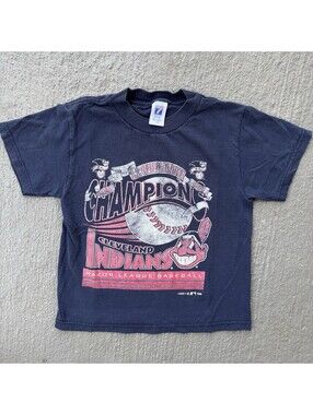 Vintage 1996 Cleveland Indians Champions Logo 7 Shirt KIDS 6Y